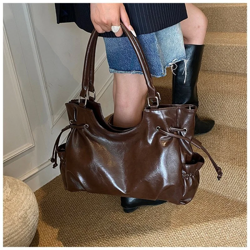 

High-End Ladies Shoulder Bag Made Of Goatskin Leather Featuring Cyprus Trendy Vintage Spacious Soft Daily Style