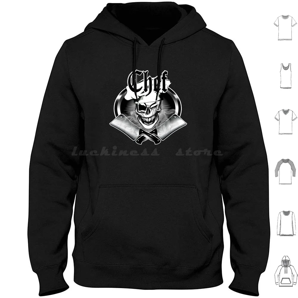 Winking Chef Skull And Crossed Cleavers 7 Hoodies Long Sleeve Chef Skull Chef Chef Skull And Cleavers Cool Chef Skull