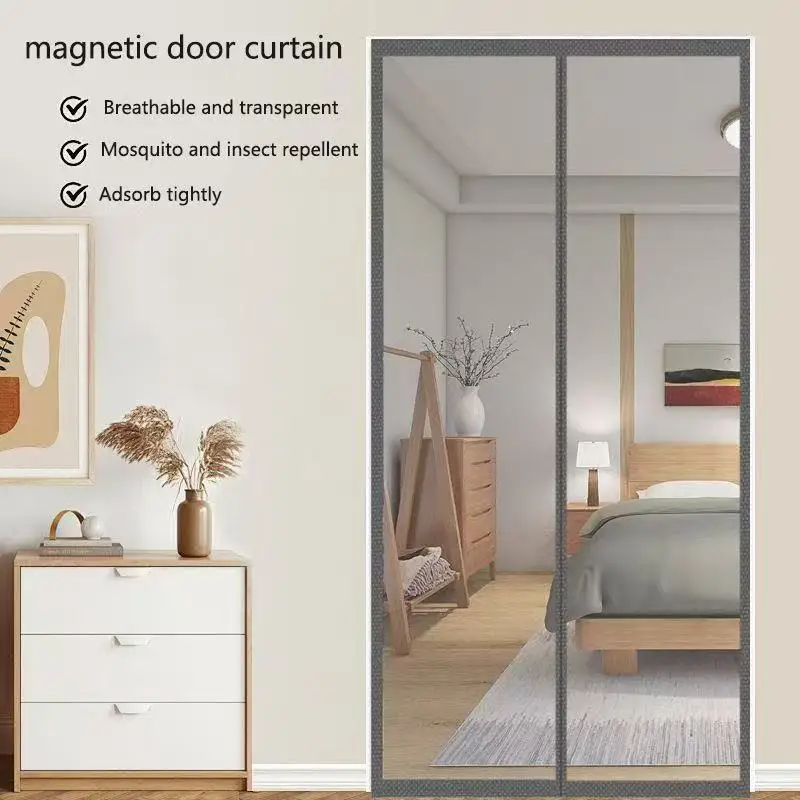 Household summer magnetic mosquito proof door curtain, self-adhesive, no punching, easy to install, upgraded with nano mesh