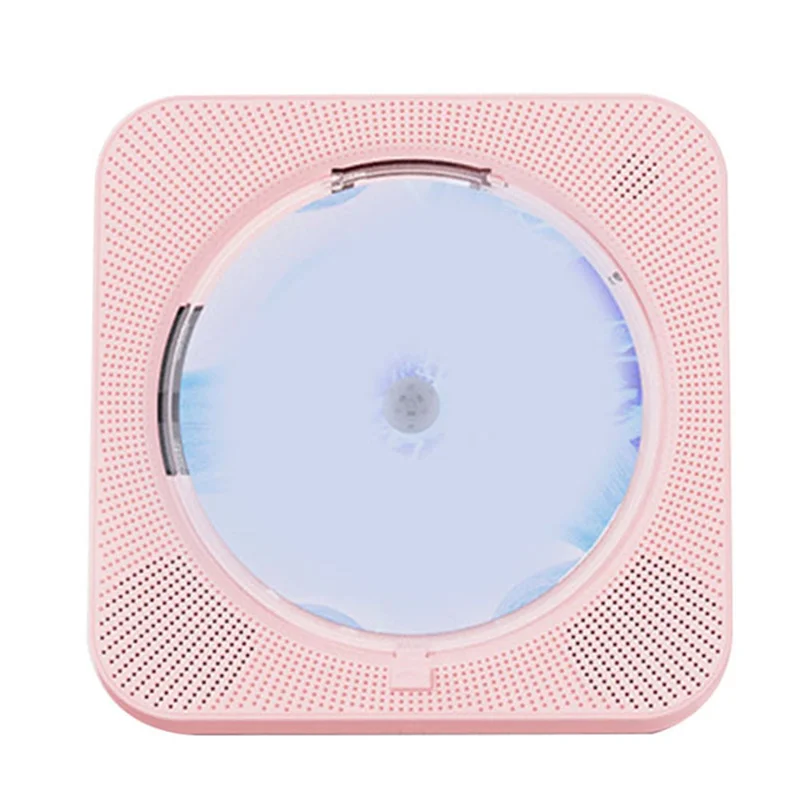 

B47C Портативный CD-плеер KC-718 Bluetooth, FM-радио с двумя динамиками, USB, режим наушников, стереозвук, розовая вилка стандарта США