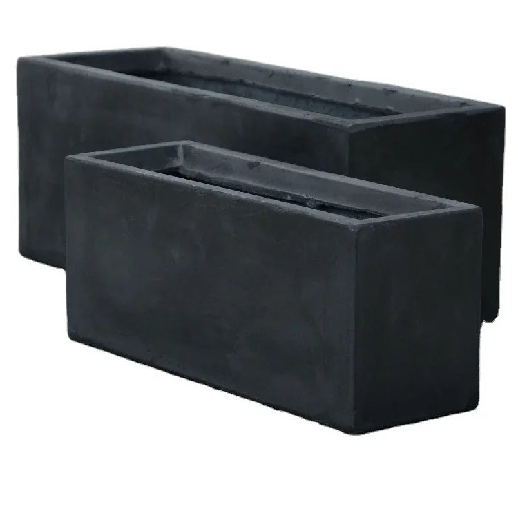 Rectangular Indoor Outdoor Planter Pottery Large Fiber Clay Garden Flower Box For Landscape Nursery Planting Pots