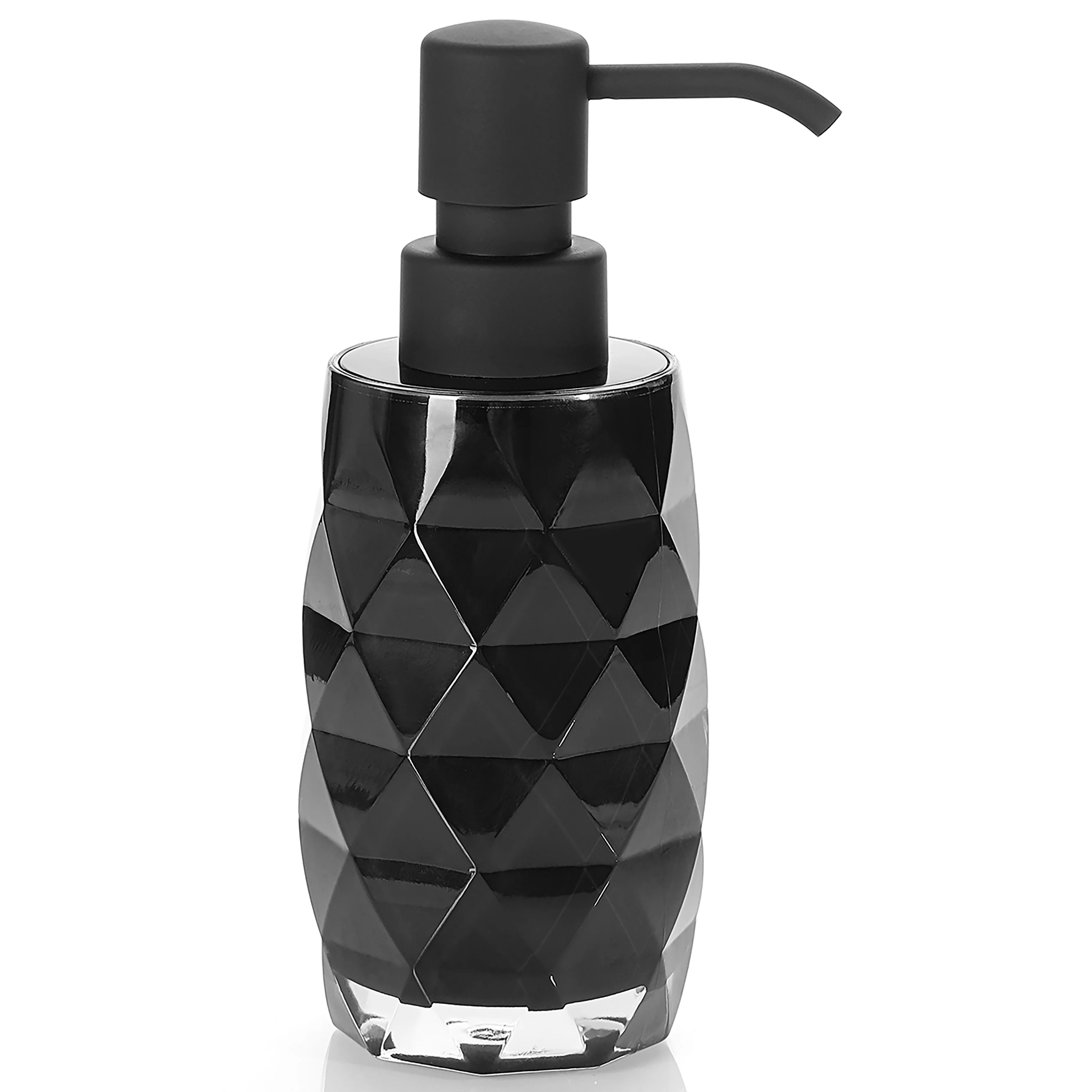 Refillable Black Geometric Soap Dispenser Pump Liquid Hand Soap Lotion Dispenser Bottle for Bathroom Kitchen Countertop
