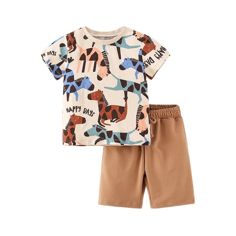 

Jumping Meters 2-7 Summer Clothing Sets With Animals Print Boys Girls Cotton Fashion Children's Clothing Sets Hot Selling Suits