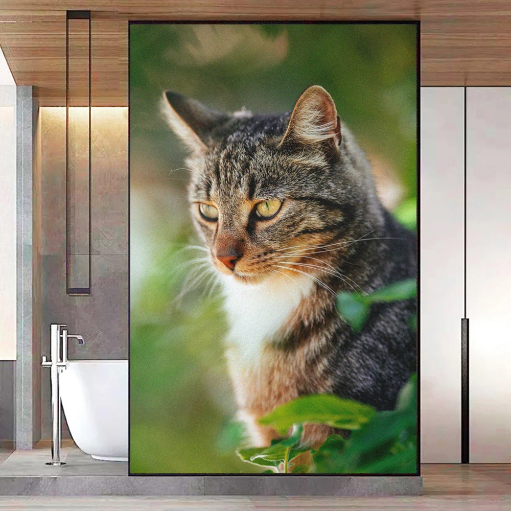 Static Electricity Frosted Privacy Window Film Anti UV Blocking Heat Control Window Sticker Cute Cats Glass Window Decoration