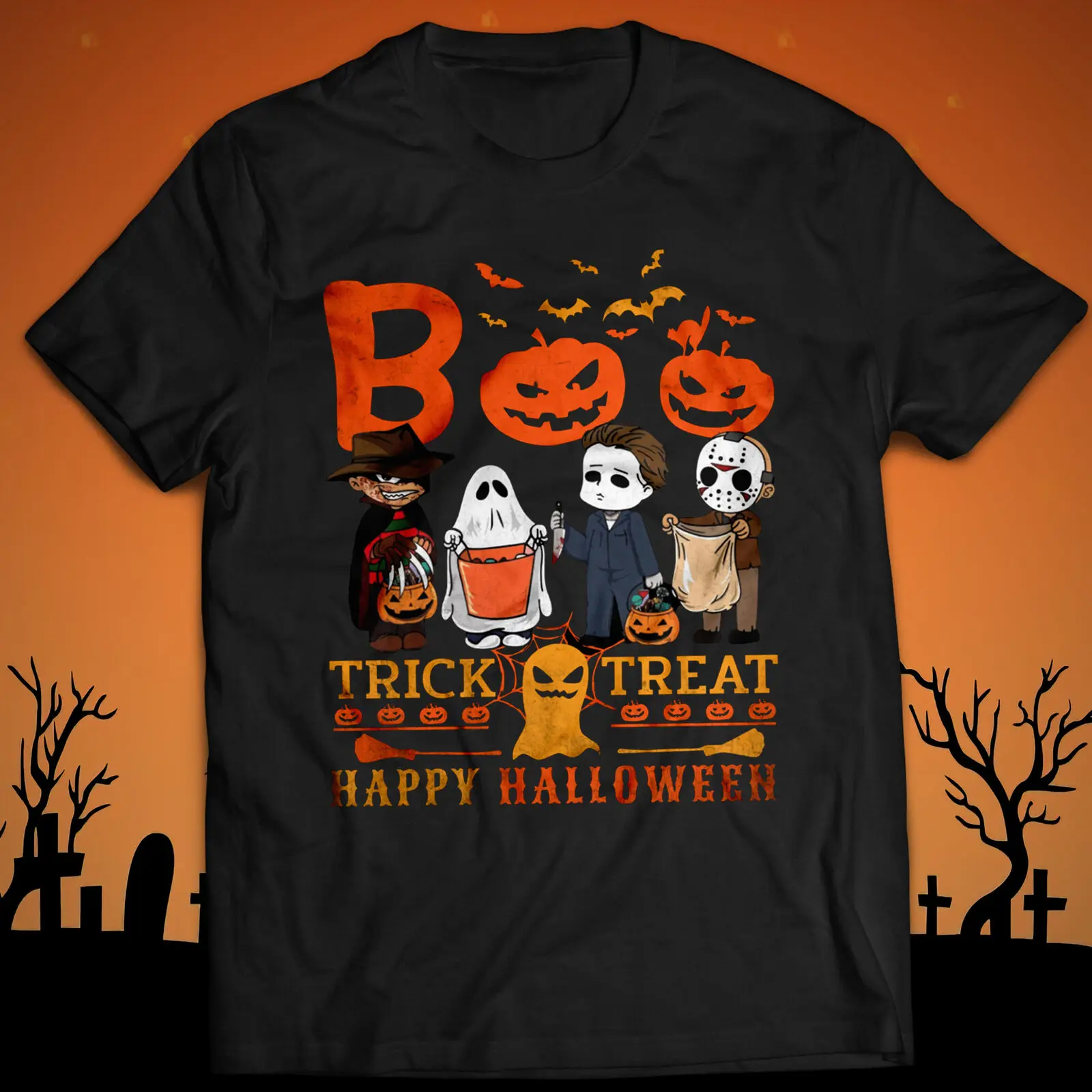 Happy Halloween Boo Trick Or Treat Ghost Funny Halloween T-Shirt Costume Outfit