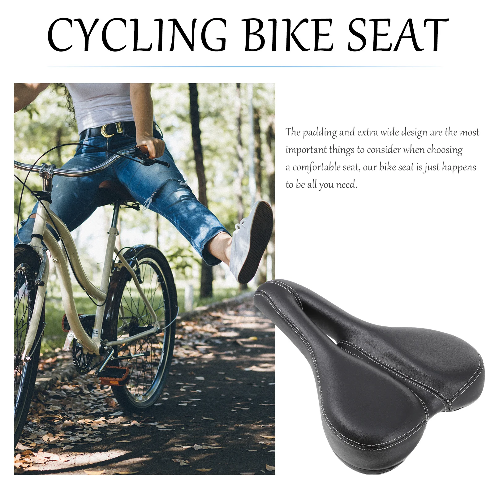 

Comfortable Bike Saddle Wide Padding Soft Cushion Enhanced Support Riding Comfort Durable Cycling Seat For Uneven Roads