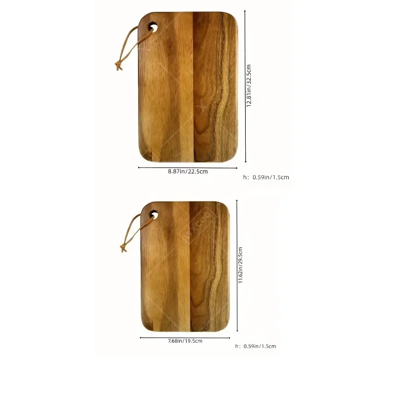 Thickened Acacia Wood Cutting Board Double-sided Checkerboard Kitchen Chopping Board for Meat & Vegetables Cooking Fruit Boards