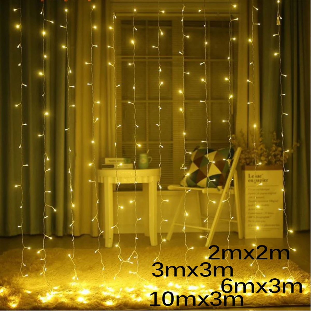 

3x3m/6x3m LED Curtain Fairy Lights Christmas String Lights Garland Outdoor Home For New Year Wedding Party Garden Decoration