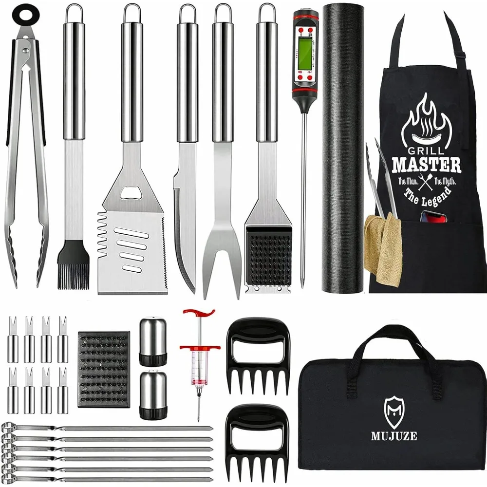 

MUJUZE BBQ Grilling Accessories Kit,31PCS Grill Utensils Set,Grill Set for Outdoor Grill,Grilling Gifts for Men Dad,Stainless