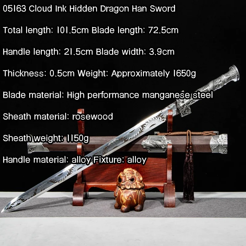 Longquan City Han Jian High Manganese Steel Integrated Sword and Blade Long Craft Decoration Ornament Outdoor Shooting