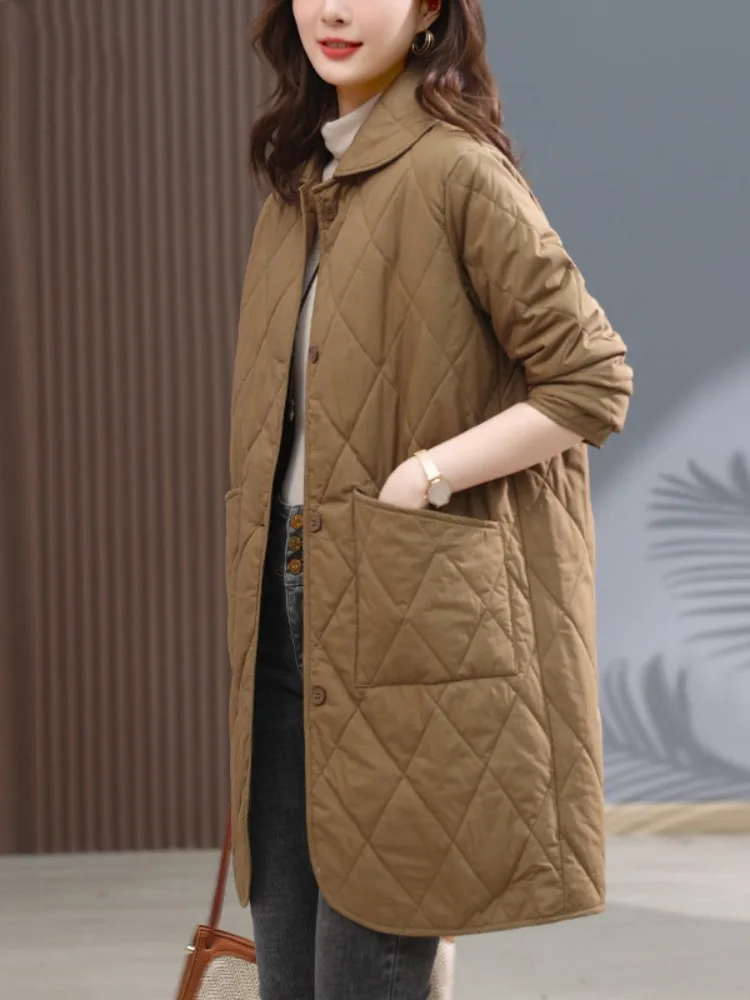 

Thickened Cotton Jacket Women's Mid-Length Winter Warm down Cotton Coat Lightweight Quilted Outerwear for Mom