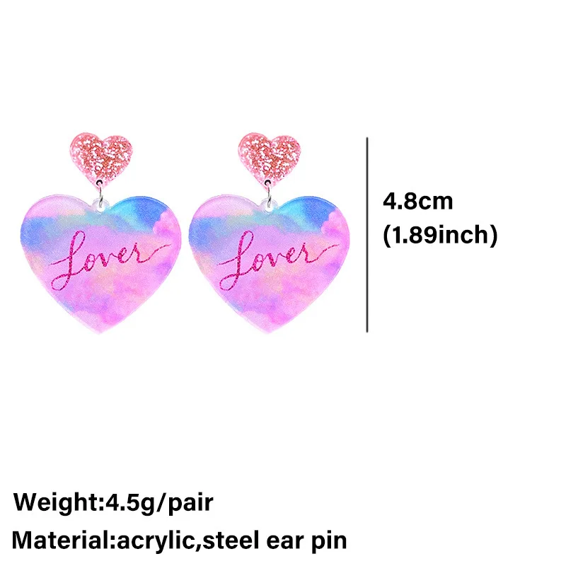 New Valentine\'s Day Earrings Love Letter Shiny Pink Butterfly Love Tape Simple Acrylic Earrings Valentine\'s Day Decorative Gift