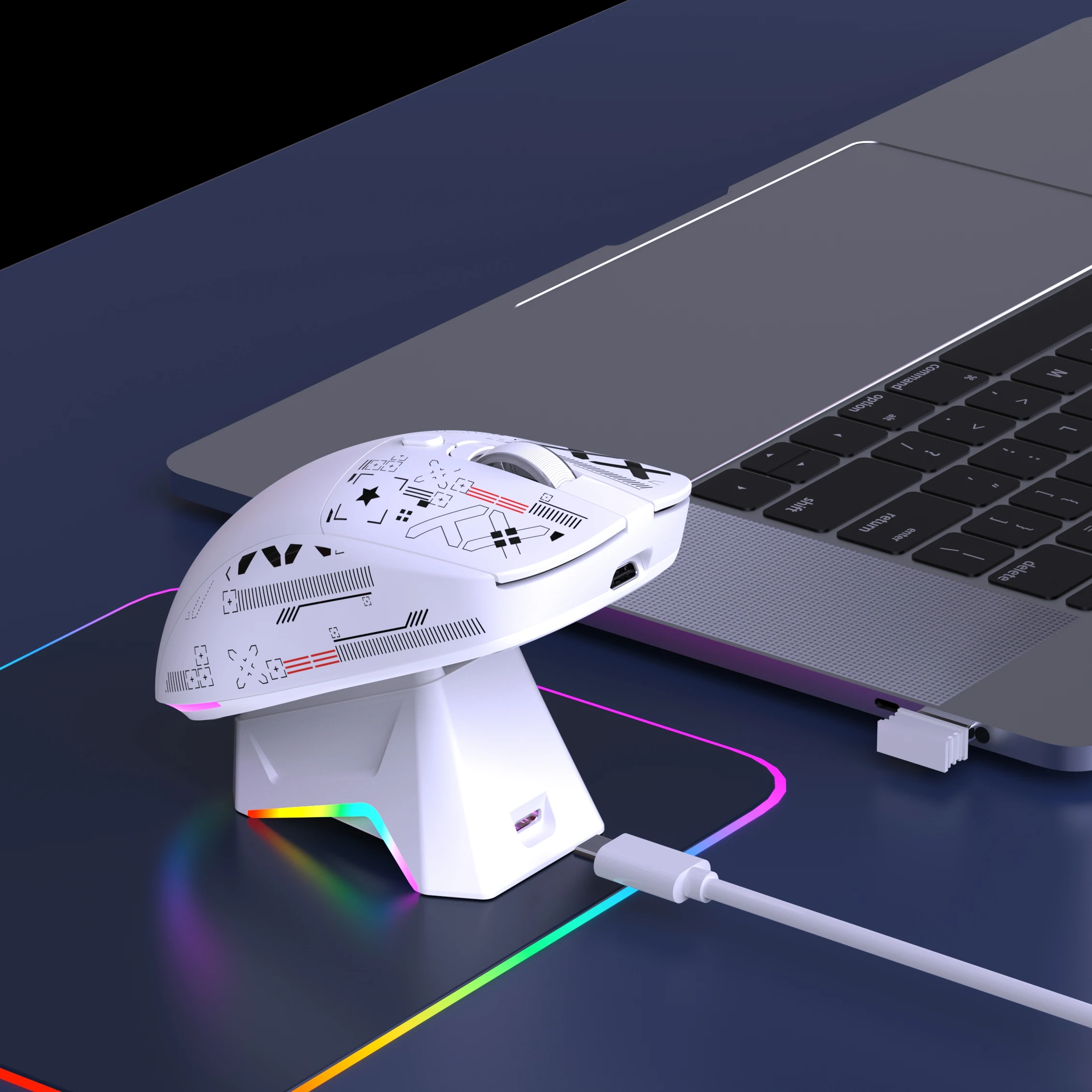 HXSJ T90Pro 1K 3모드 RGB 게이밍 마우스 650mAh 배터리 무선 경량 인체공학적 광학 마우스