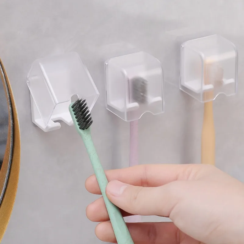 1-5PCS Toothbrush Rack Wall-Mounted Holder Space Saving Toothbrush Stand Rack Organizer with Lid Self-adhesive Bathroom Tools