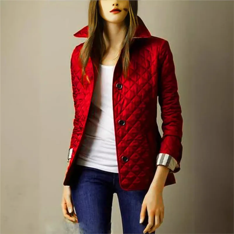

Elegance Fashion Quilted Short Coat 2025 Winter Jacket Turn-down Collar Single-breasted Warmth Streetwear for Women Office Lady