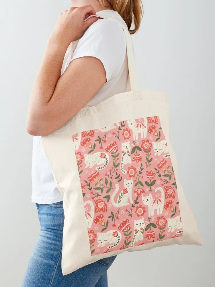 

Folk Cat Pattern Tote Bag Cloth bag Eco bag Shopper canvas bags