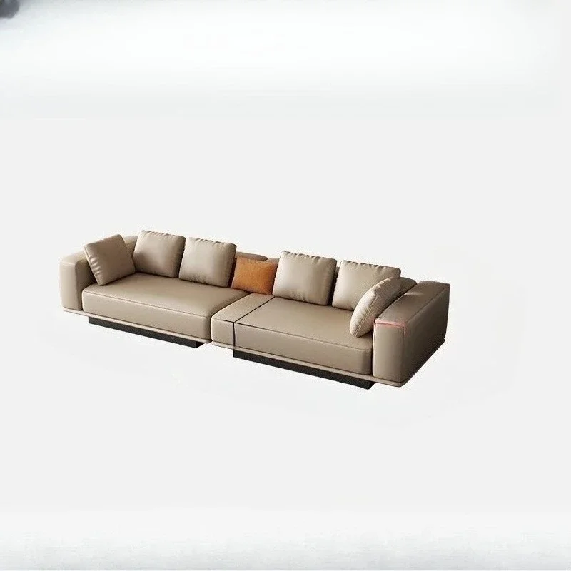 

Horizon leather sofa, living room large apartment first layer cowhide, Italian villa high-end large flat layer special-shaped