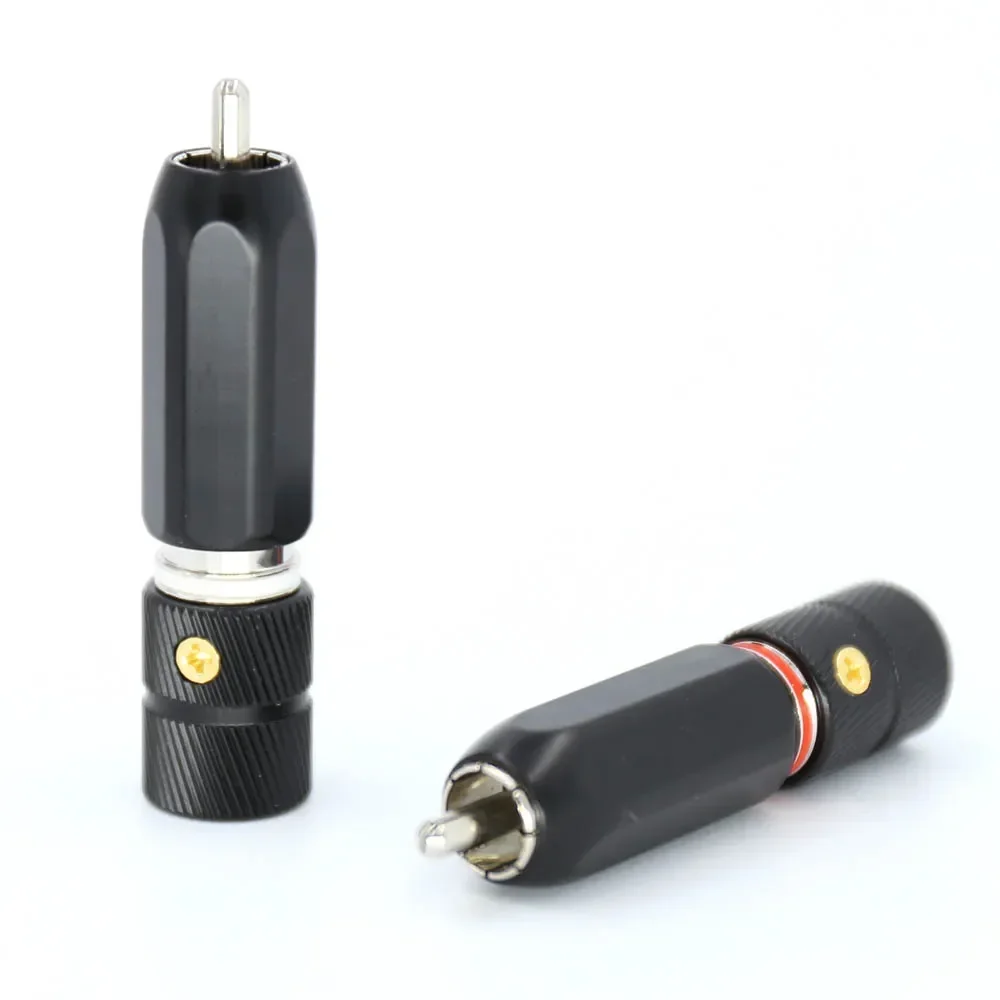 로듐 도금 RCA 플러그, 포노 구리 커넥터, HiFi, 4 배 잠금, 9mm 케이블