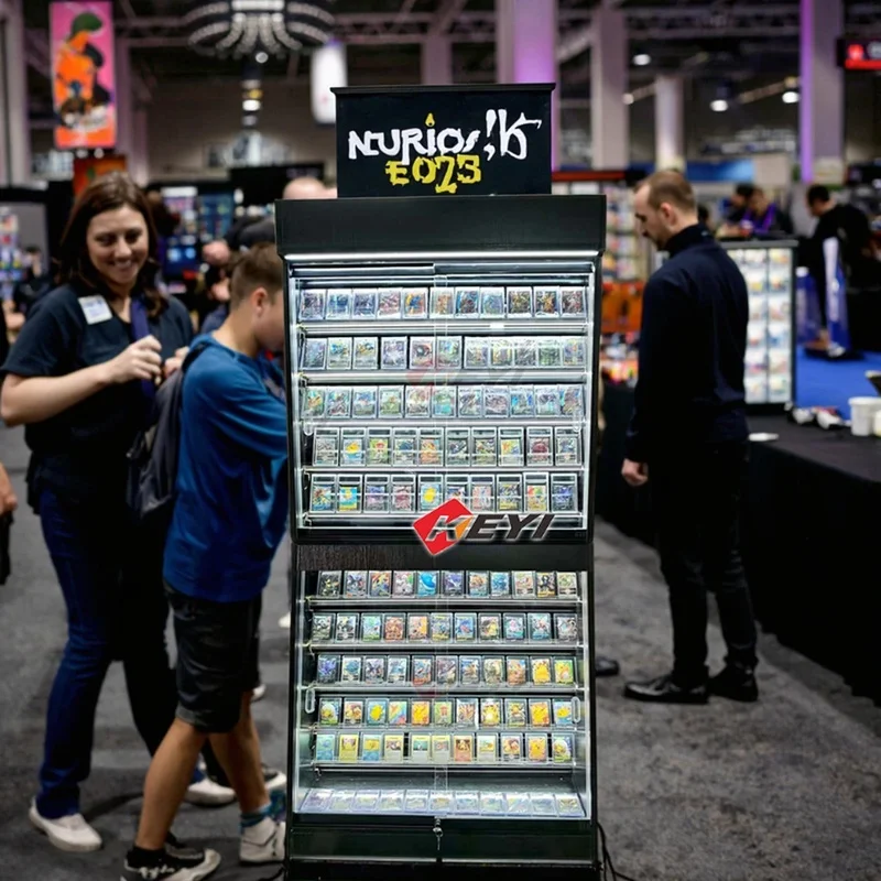 custom.Trading Game YuGiOh Poke Mon TCG Card Display Baseball Card TCG Store Showcase with LED Lighting