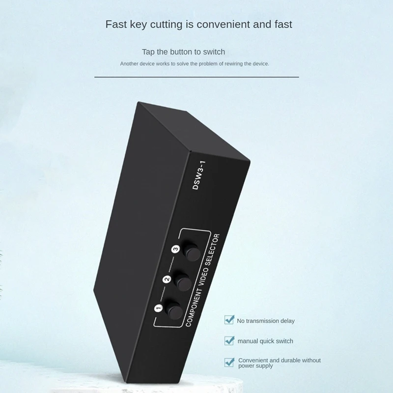 محدد مكون RGB v Switcher ، مخرج 3 في 1 ، 5 RCA ، مكون Ypbpr