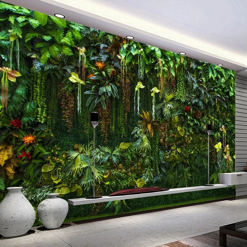 Custom Wallpaper Mural Tropical Rainforest Flower Plant Green Leaf Bedroom forest Living room sofa TV background wall restaurant