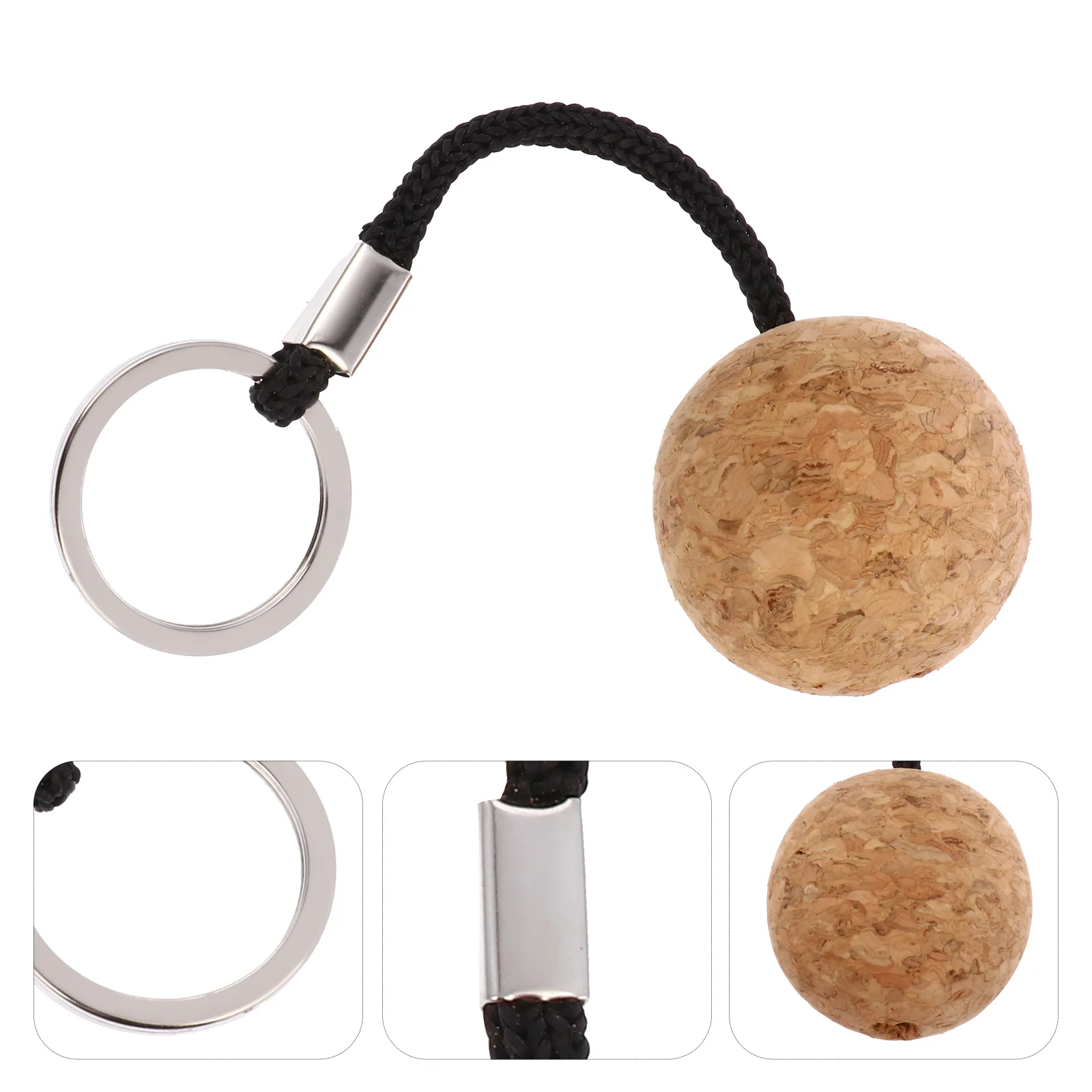 

2 Pcs Cork Float Floating Globe Floatable Keyring Ball Chain Outdoor Wooden Keychain