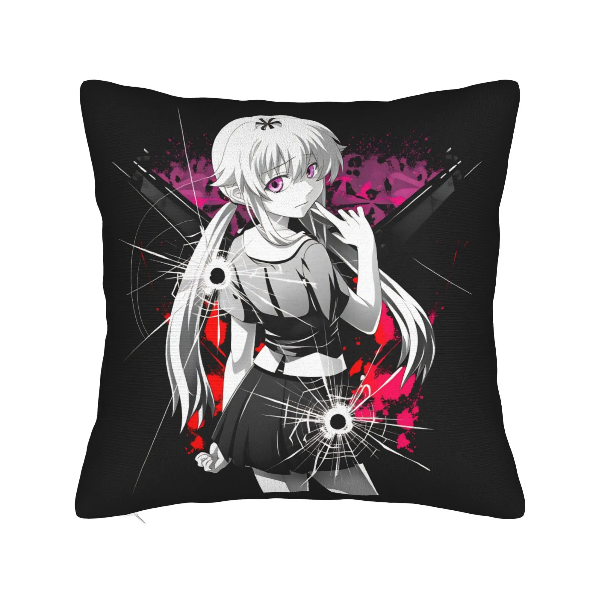 Mirai Nikki Gasai Yuno Pillow Case  Graphic Pillow Cover Cute Funny Cushion Cover For Office Car Home Decor
