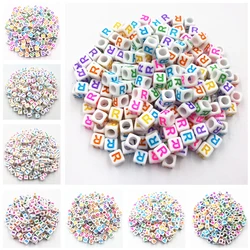 100Pcs/Set 6mm English Letter Square Acrylic Beads Big Hole Beads DIY Crafts For Jewelry Making Necklace Bracelet Wholesale