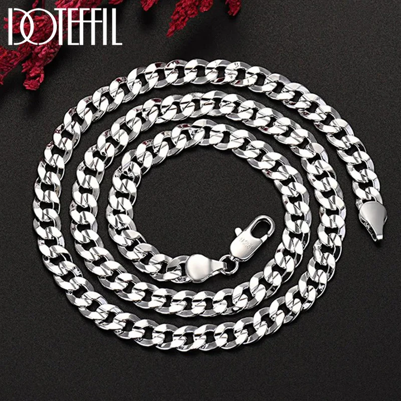 

DOTEFFIL Hot High Quality 925 Sterling Silver Charm 7mm Chain Neckalce Jewelry For Man Women Fashion Party Wedding Gifts