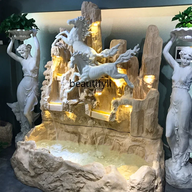 European Style Fountain Water Club Hotel Villa Rockery Fish Pond Waterscape Decoration Lucky Decoration