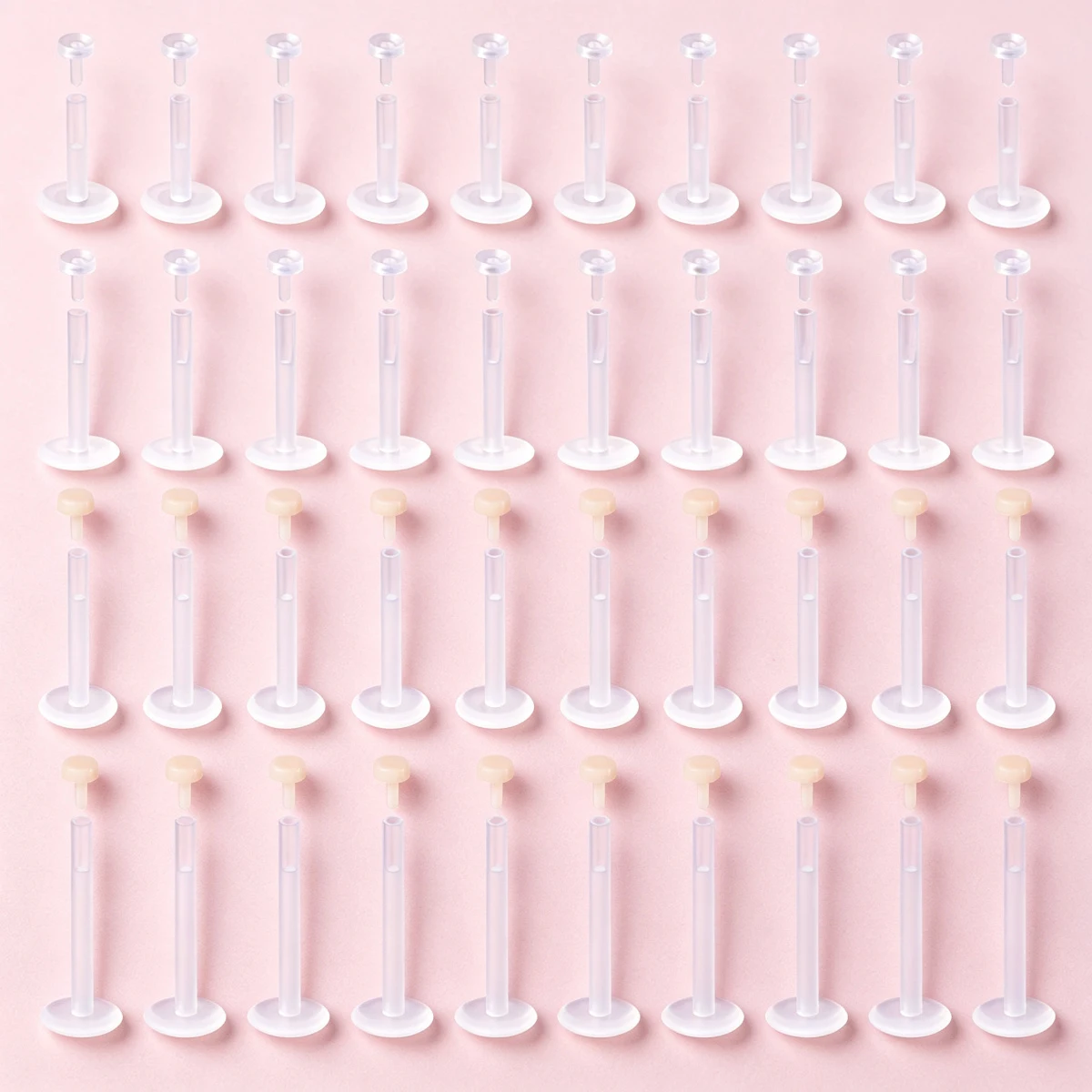 10pcs Acrylic Push-In Labret Lip Piercing Stud Retainer Clear Flexible Cartilage Stud Earrings Bar Length 6/8/10/12Mm 16Gauge