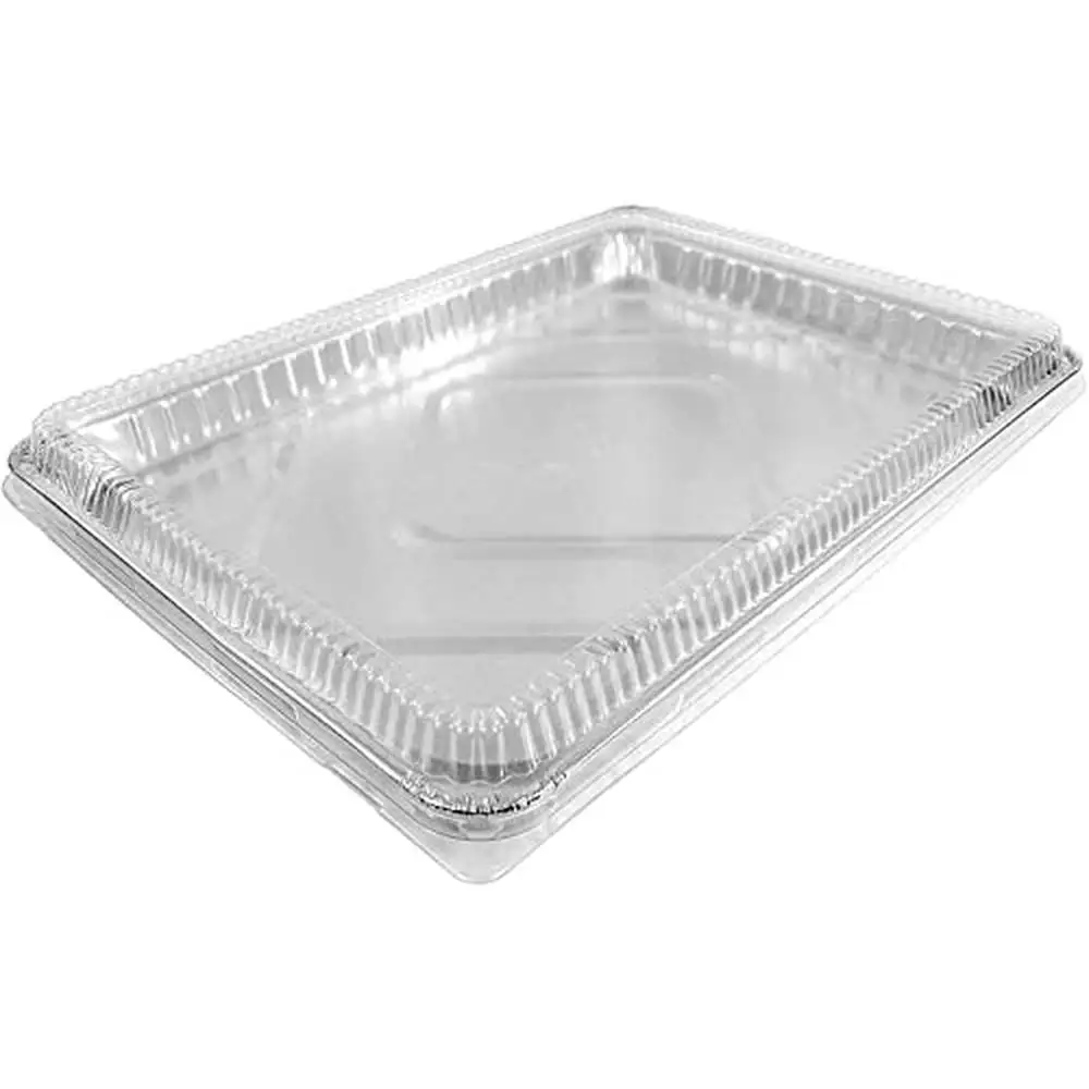 Half Size Sheet Cake Aluminum Foil Baking Pan with Clear Low Dome Lid 17.1