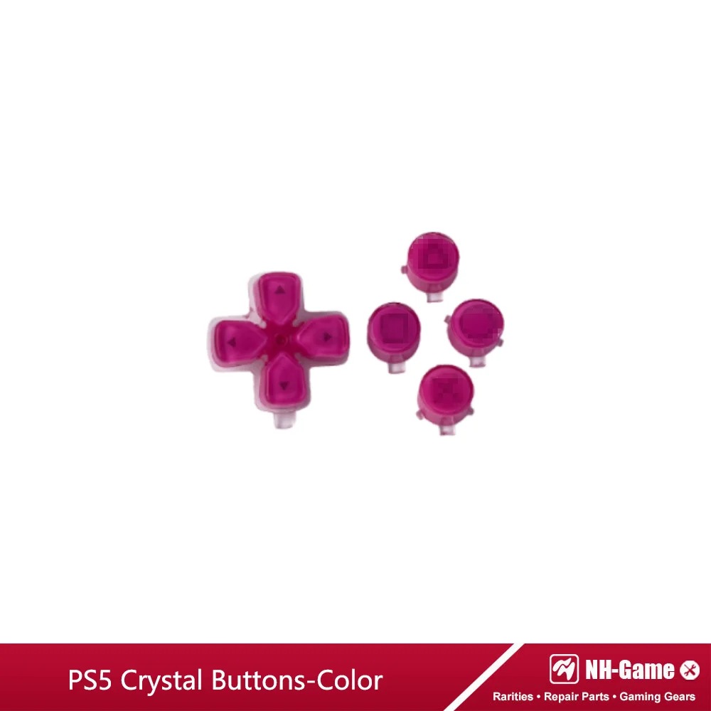 Crystal Buttons ABXY D-Pad Driection Key Button Replacement For PS5 Controller Jelly Buttons (Purplish red)
