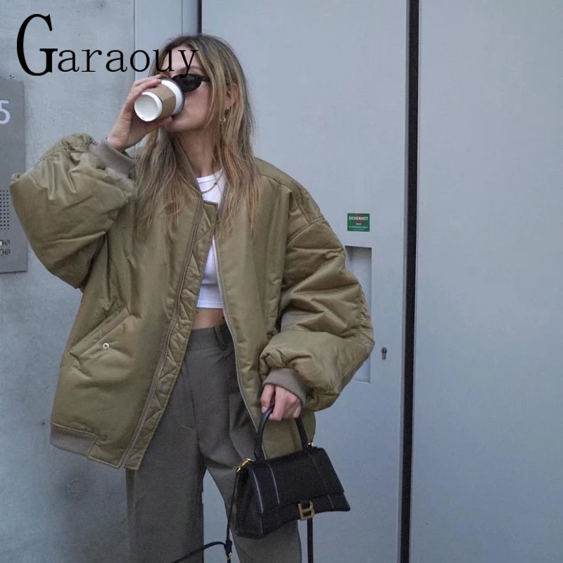 Garaouy 2023 Autumn Winter New Female Oversized Baseball Uniform 7 Colors Retro All-match Bomber Jacket Fashion Women Streetwear