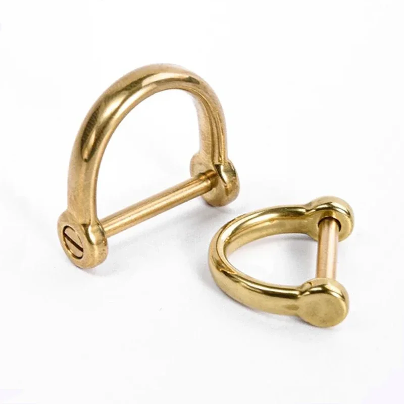 10pcs D shackle Clasp Solid Brass Metal Buckle Keychain Ring Hook Screw Pin joint Connecter Bag Strap Clasp Leathercraft Parts