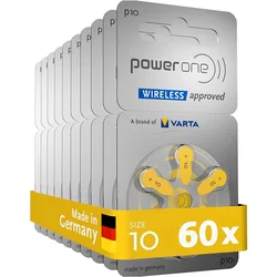 Powerone-聴覚障害バッテリー、亜鉛エアバッテリー、p10、10カード、1.45v、10a、10 a10 pr48、60個