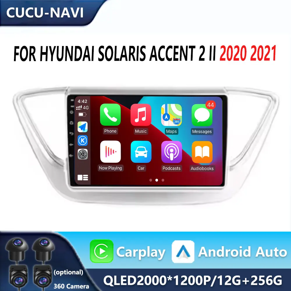 

Автомобильный радиоприемник с GPS-навигацией Android Auto Carplay для Hyundai Solaris Accent 2 II 2020-2021 Мультимедийный стереоплеер Carplay