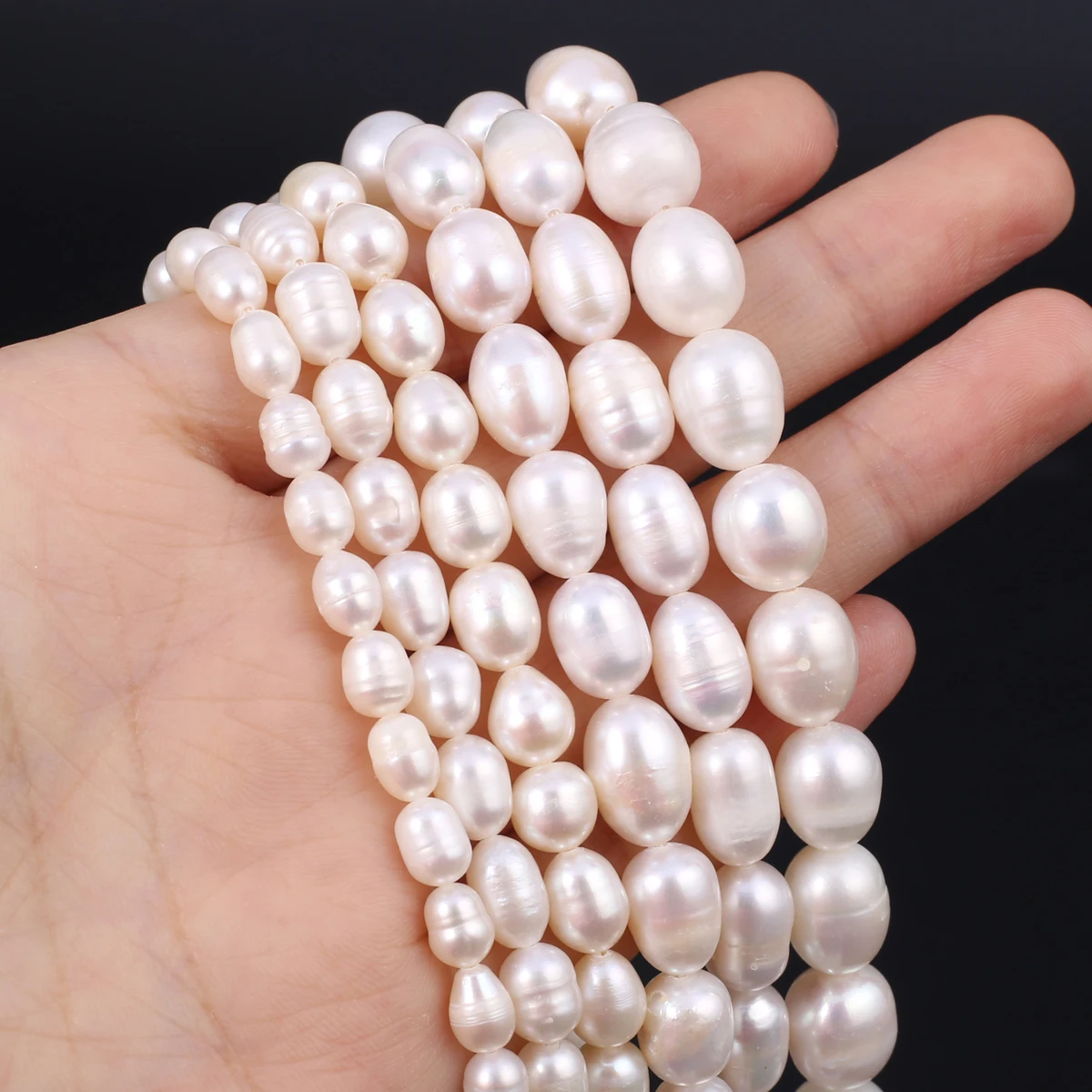 

Grade AA White Natural Freshwater Pearls Rice Shape Beads for Jewelry Making Supplies DIY Women Necklace Bracelet Accessories