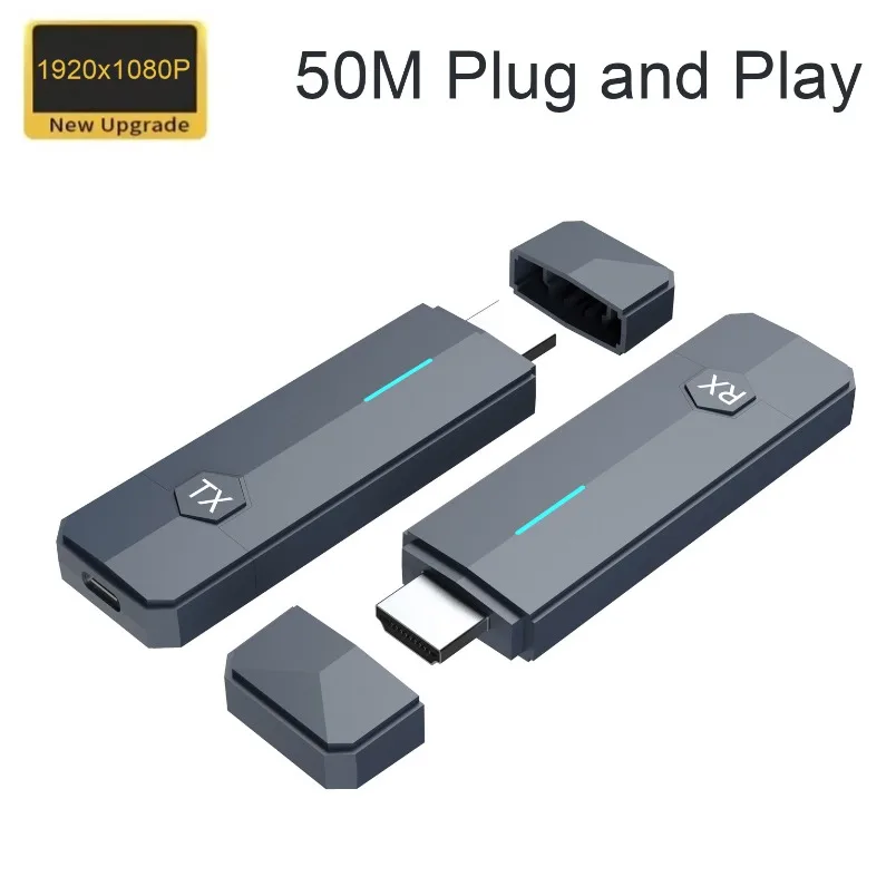 1080P 60Hz Wireless HDMI-Compatible Extender Kit 5.8G Transmitter Receiver 60M Range for Home Theater Meeting Classroom Office