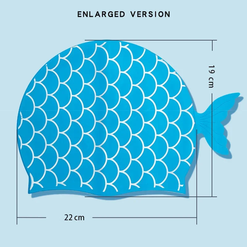 Fish Shape Cartoon Kid Swimming Cap Silicone Antislip Waterproof Swimming Hat Pool Accesories Boys Girls Children Swim Equipment