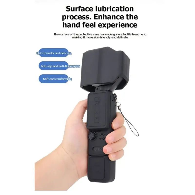 DTB8 Silicone Protective Case for DJI for OSMO Pocket 4 Pro Scratch-Resistant Full Coverage Sleeve Anti-Loss Lanyard Blue