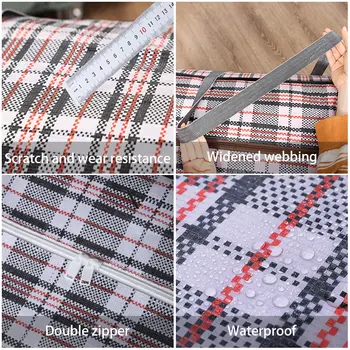 Extra velká ruční skládací cestovní taška, zahušťující velkokapacitní vodotěsná taška na úschovu zavazadel, tkaná taška na stěhování 8 nejlepší prodej velké stěhovací tašky - №1