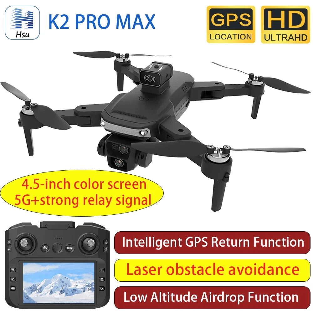 

2025 K2 Pro MAX Drone 4K HD Dual-Camera with Screen Remote Control 5G GPS Brushless Obstacle Avoidance RC Quadcopter Toys Gifts