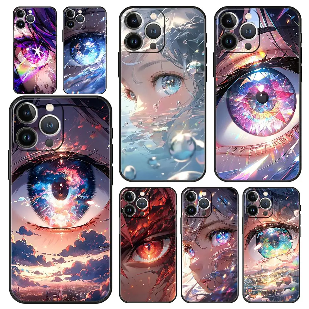 เคสโทรศัพท์หรูลายการ์ตูนน่ารักสำหรับ iPhone 15 16 14 13 12 MINI 11 PRO MAX XS x XR 7 8 PLUS เคสซิลิโคนนิ่มสีดำ