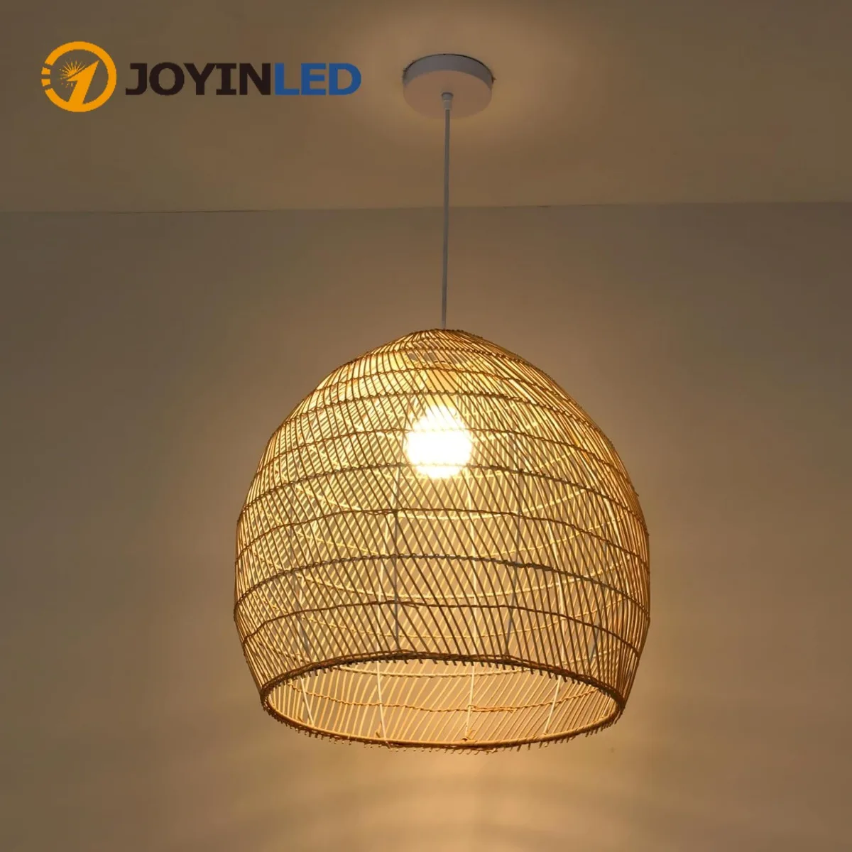 

JOYINLED 25/35/50/60cm Hand-Woven Rattan Pendant Light, Natural Wicker Chandelier for Farmhouse Kitchen Island Lighting Fixtures
