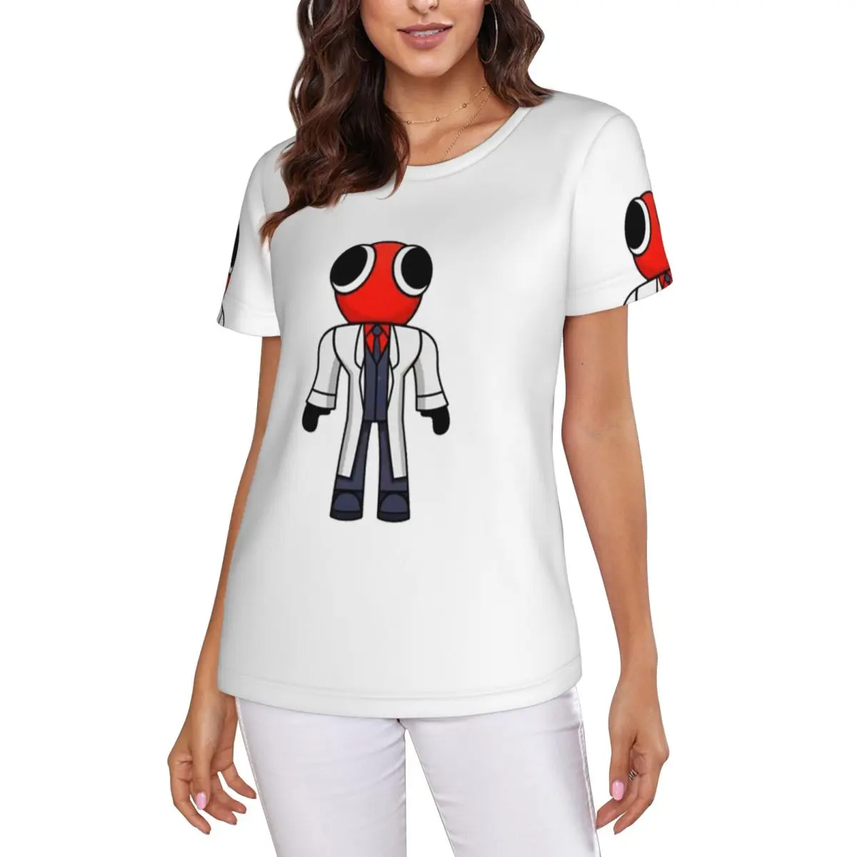 Red Scientist Rainbow Friend T-Shirt Women Short Sleeve T Shirts Round Neck Streetwear Cotton Summer Tees Streetwear