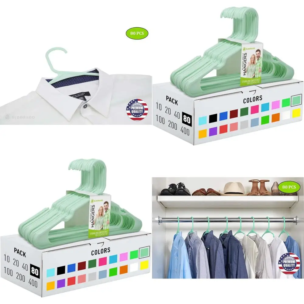 

Набор из 80 пластиковых вешалок с мятным ароматом для взрослой одежды: идеально подходят для рубашек, блузок, футболок, платьев и костюмов