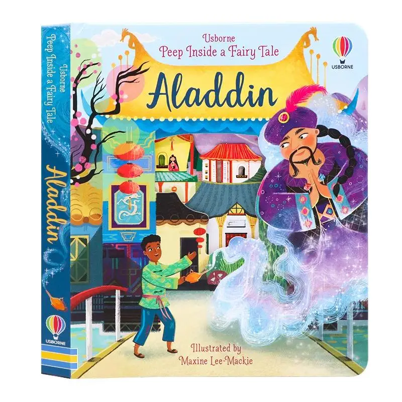 Usborne Peep inside Fairy Tale Aladdin, libro educativo Montessori con solapa 3D, libro de cuentos en inglés para niños, libros ilustrados para niños