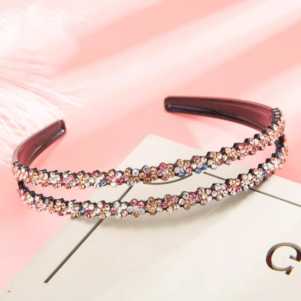 

3 шт., двухрядные нескользящие повязки для волос со стразами, легкие повязки для волос для женщин, аксессуары для обручей для волос