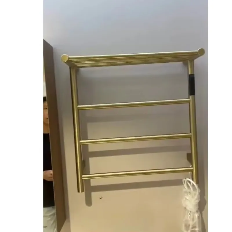 Brushed Gold Stainless Steel Digital Heated Towel Rail Towel Warmer Fashion Style Electric